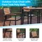 Merrick Lane Chara 5 Piece Outdoor Synthetic Teak Poly Slat Table & Chairs Set - Steel Framed Table with Umbrella Hole & 4 Club Chairs